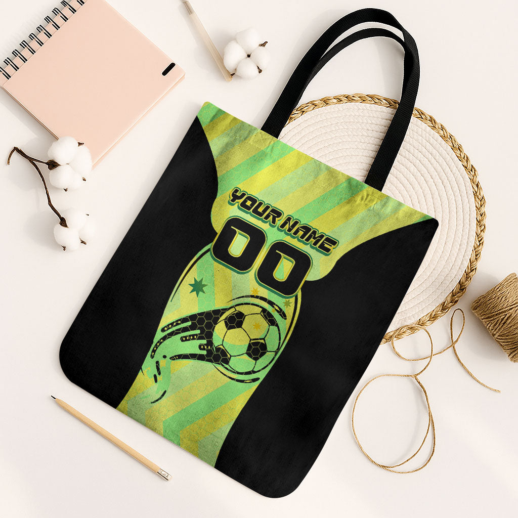 Personalised Matildas Tote Bag Running Kangaroo Soccer Player Chevron Lines