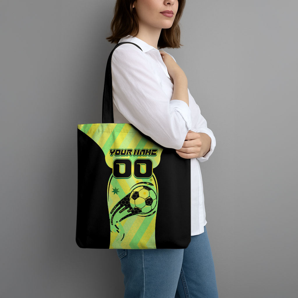 Personalised Matildas Tote Bag Running Kangaroo Soccer Player Chevron Lines
