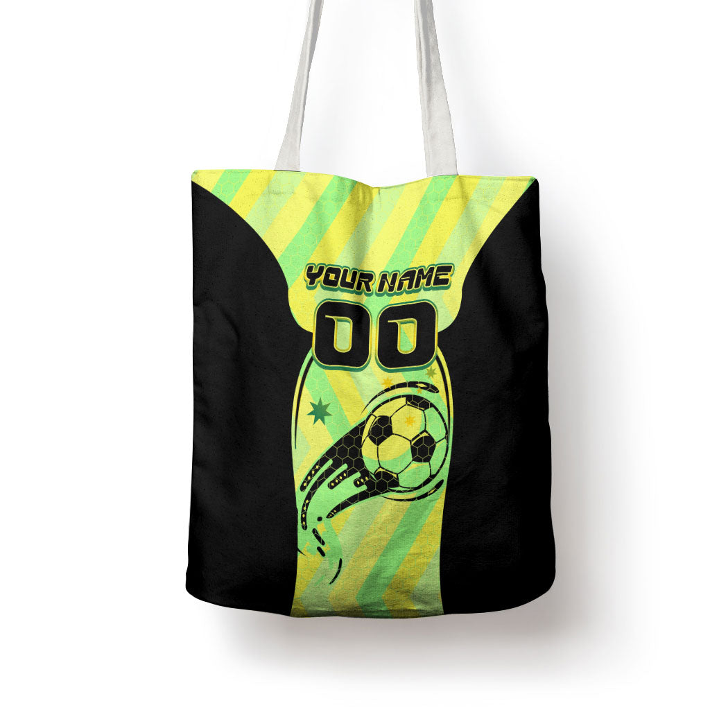 Personalised Matildas Tote Bag Running Kangaroo Soccer Player Chevron Lines