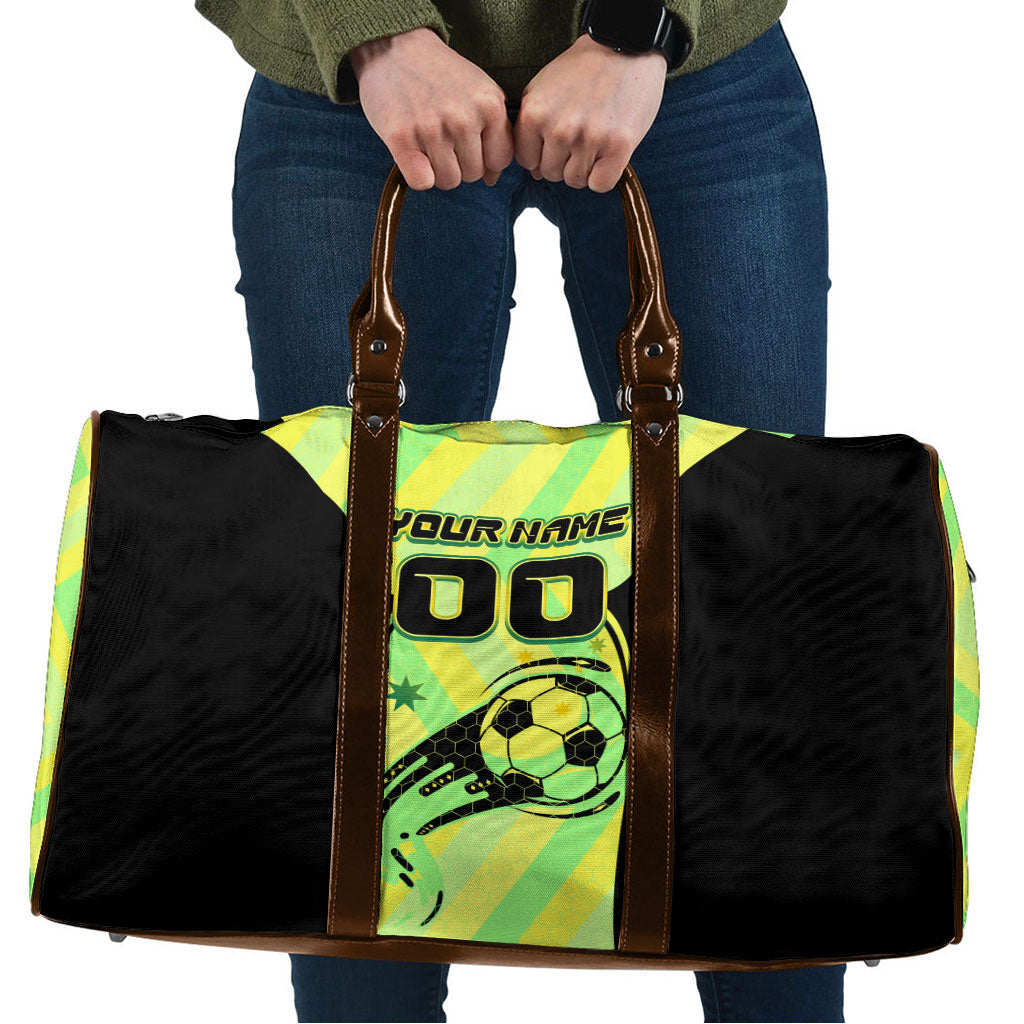 Personalised Matildas Travel Bag Running Kangaroo Soccer Player Chevron Lines