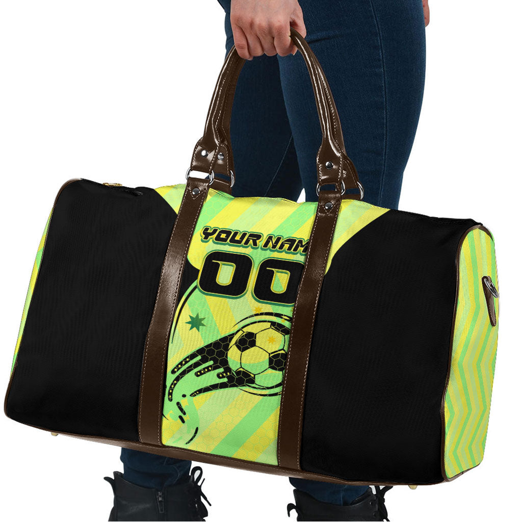 Personalised Matildas Travel Bag Running Kangaroo Soccer Player Chevron Lines