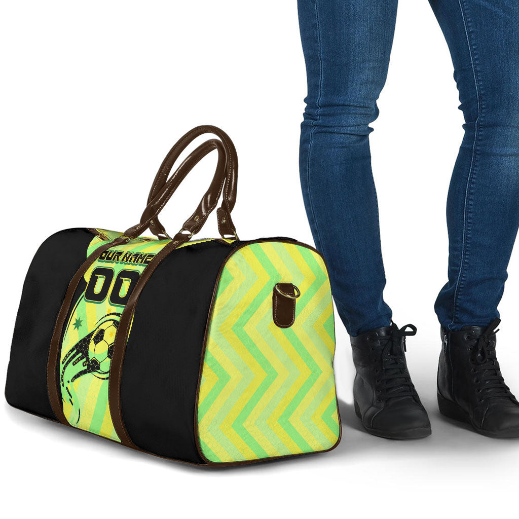 Personalised Matildas Travel Bag Running Kangaroo Soccer Player Chevron Lines