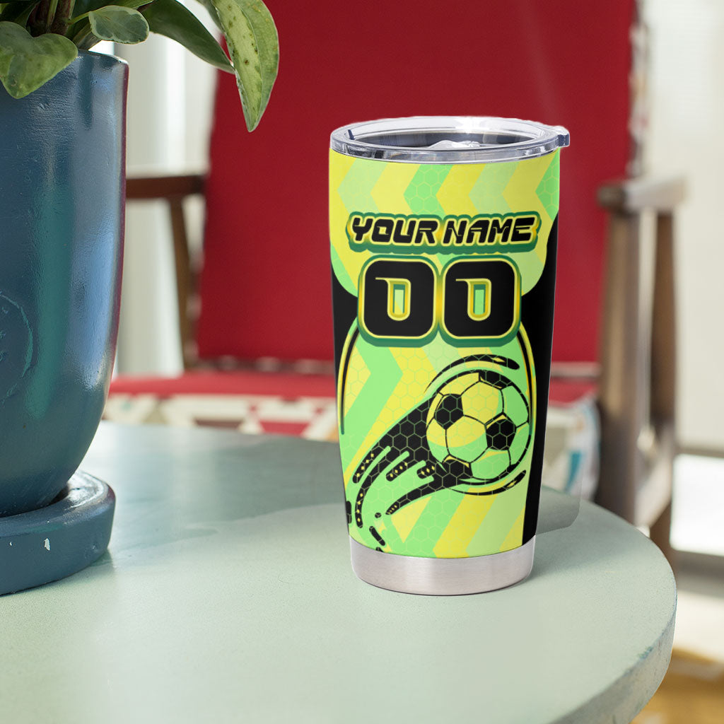 Personalised Matildas Tumbler Cup Running Kangaroo Soccer Player Chevron Lines
