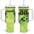 Personalised Matildas Tumbler With Handle Running Kangaroo Soccer Player Chevron Lines