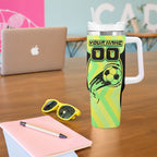 Personalised Matildas Tumbler With Handle Running Kangaroo Soccer Player Chevron Lines