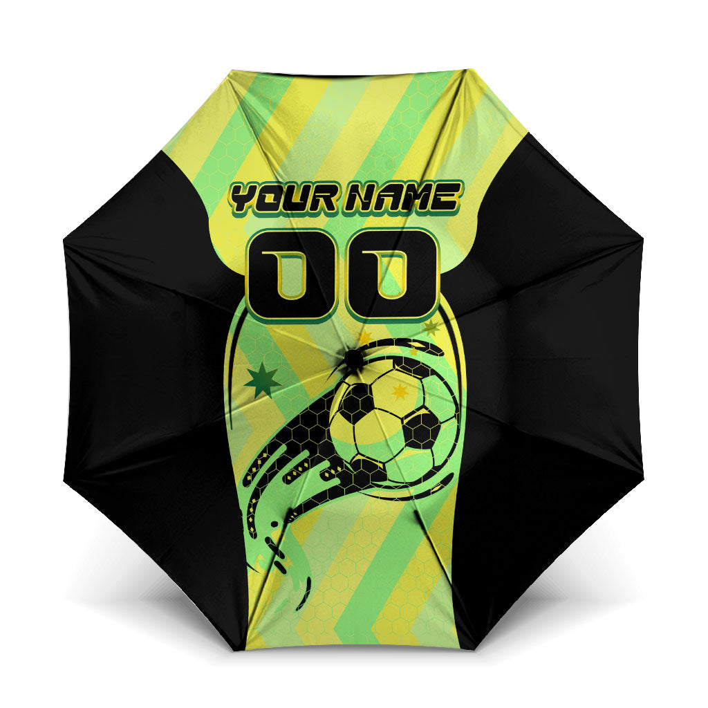Personalised Matildas Umbrella Running Kangaroo Soccer Player Chevron Lines