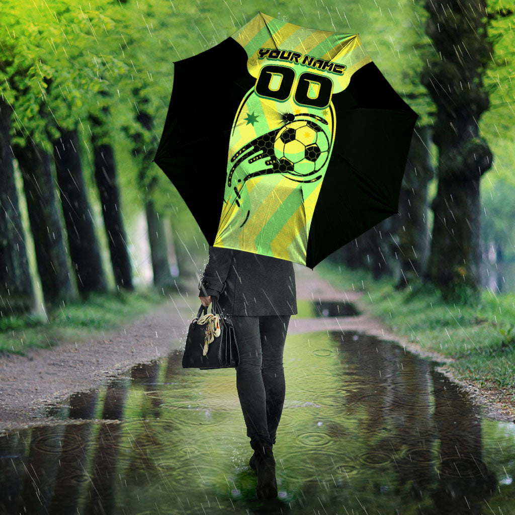Personalised Matildas Umbrella Running Kangaroo Soccer Player Chevron Lines