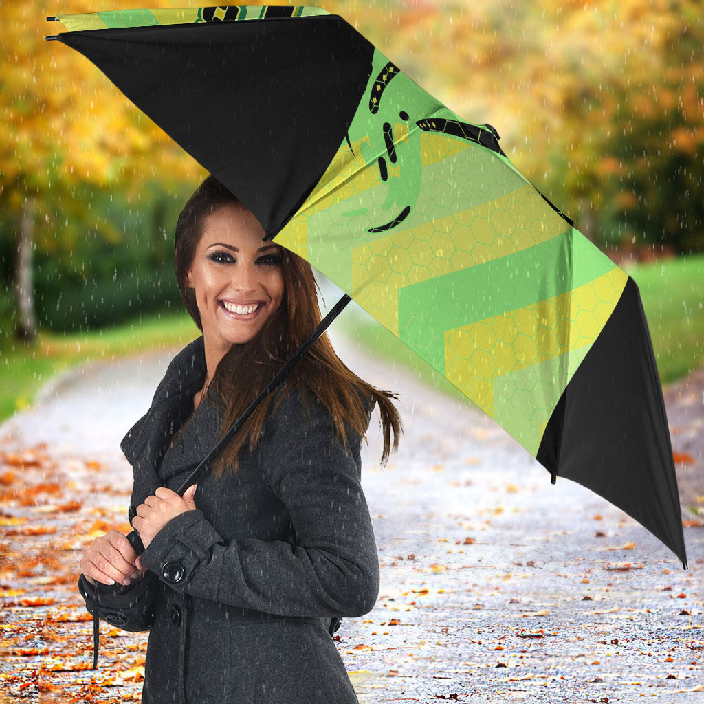 Personalised Matildas Umbrella Running Kangaroo Soccer Player Chevron Lines
