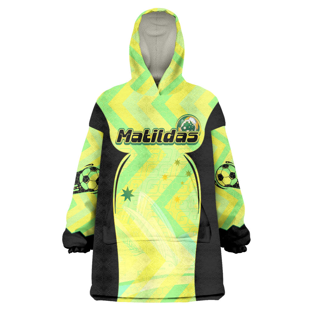 Personalised Matildas Wearable Blanket Hoodie Running Kangaroo Soccer Player Chevron Lines