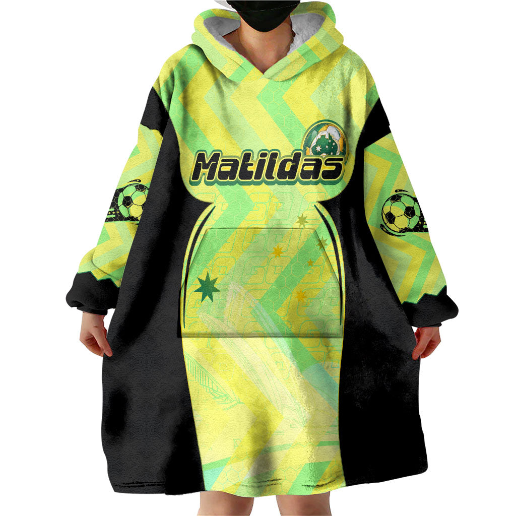 Personalised Matildas Wearable Blanket Hoodie Running Kangaroo Soccer Player Chevron Lines