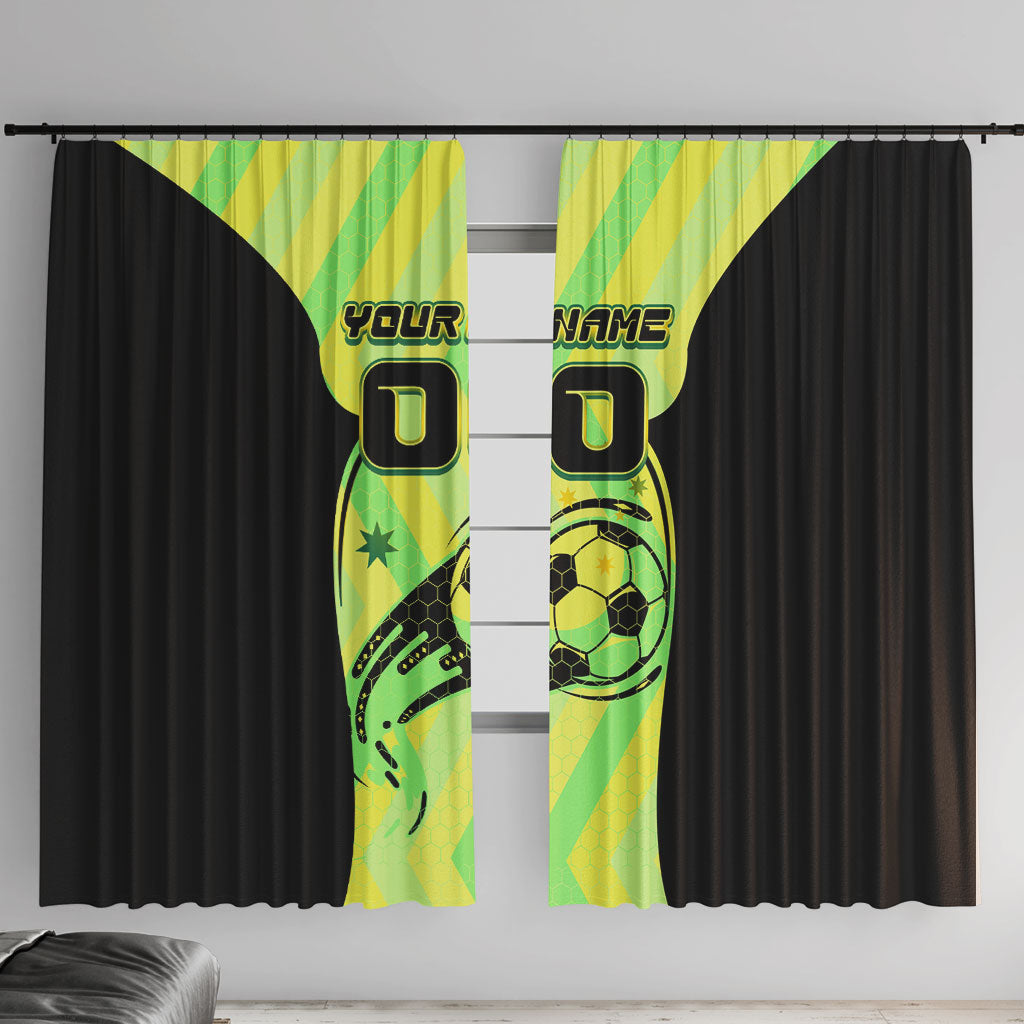 Personalised Matildas Window Curtain Running Kangaroo Soccer Player Chevron Lines
