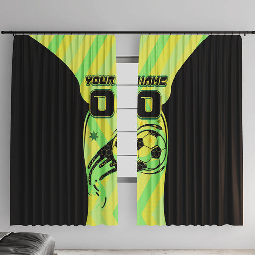 Personalised Matildas Window Curtain Running Kangaroo Soccer Player Chevron Lines