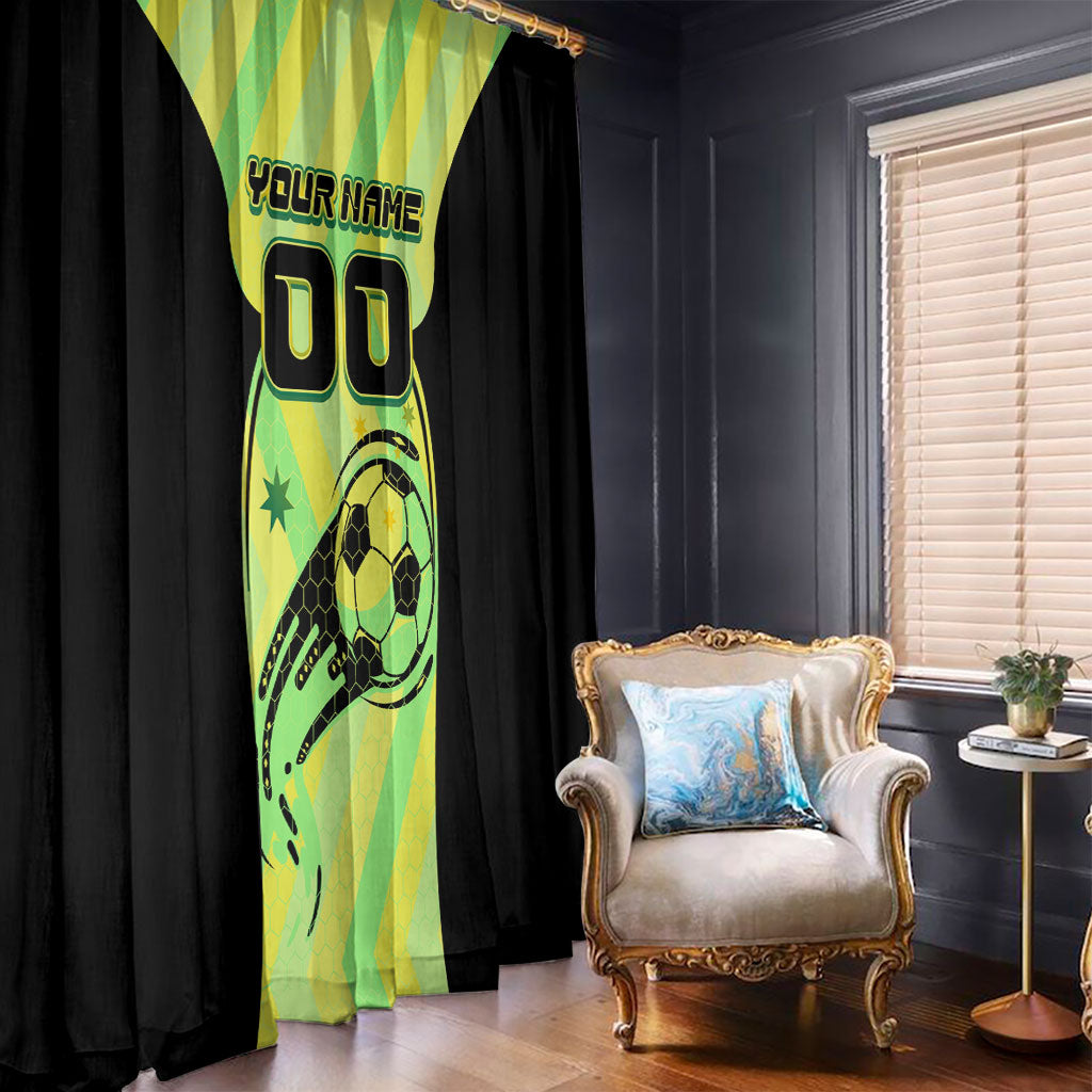 Personalised Matildas Window Curtain Running Kangaroo Soccer Player Chevron Lines