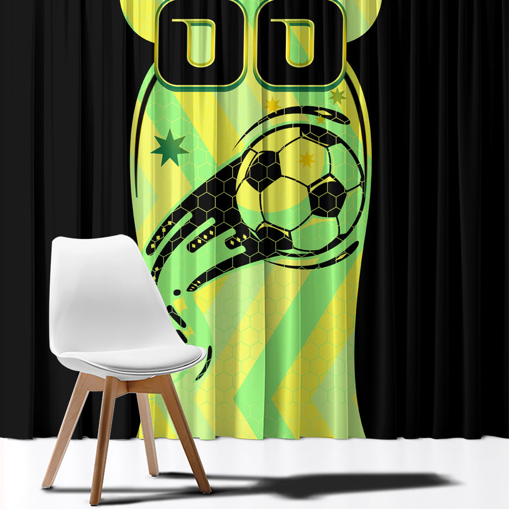 Personalised Matildas Window Curtain Running Kangaroo Soccer Player Chevron Lines