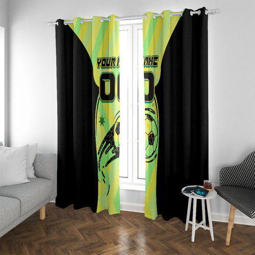 Personalised Matildas Window Curtain Running Kangaroo Soccer Player Chevron Lines