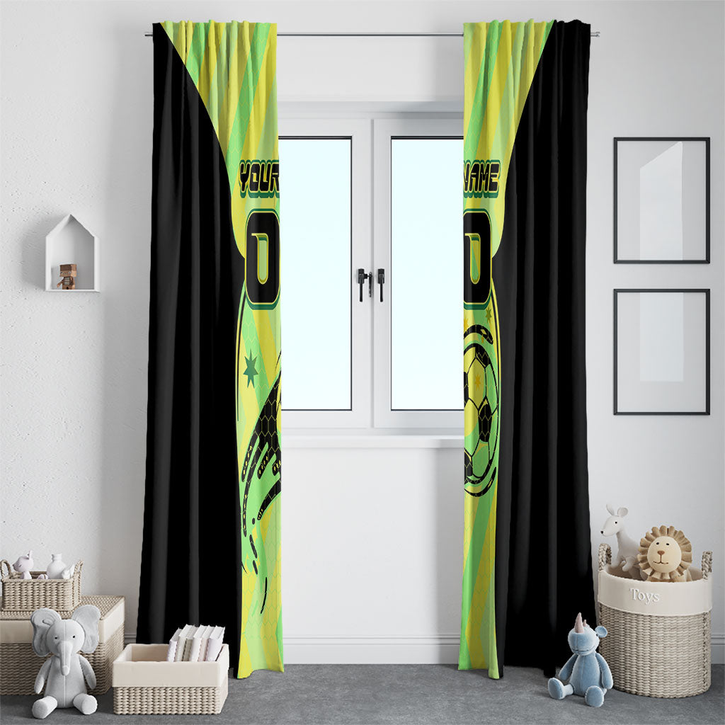 Personalised Matildas Window Curtain Running Kangaroo Soccer Player Chevron Lines