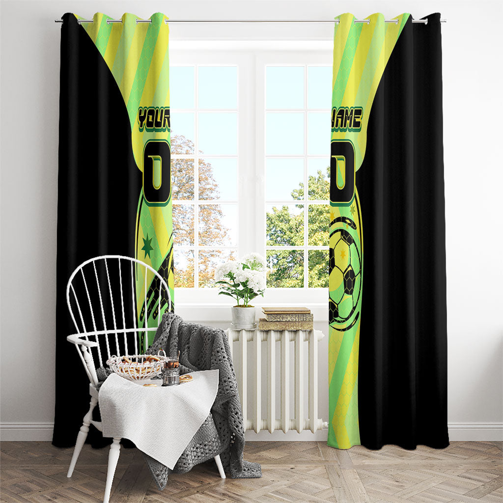 Personalised Matildas Window Curtain Running Kangaroo Soccer Player Chevron Lines