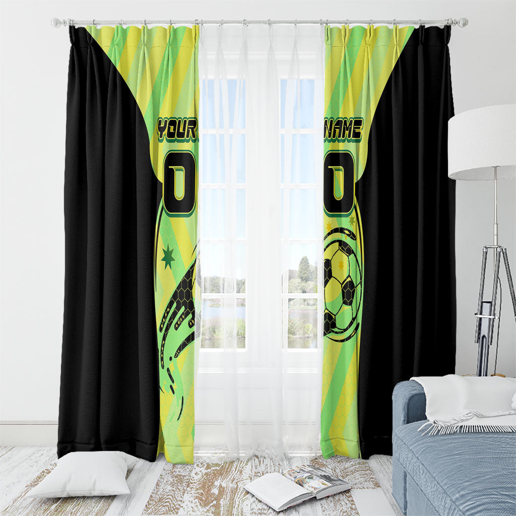 Personalised Matildas Window Curtain Running Kangaroo Soccer Player Chevron Lines