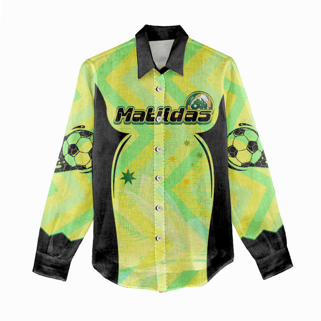 Personalised Matildas Women Casual Shirt Running Kangaroo Soccer Player Chevron Lines