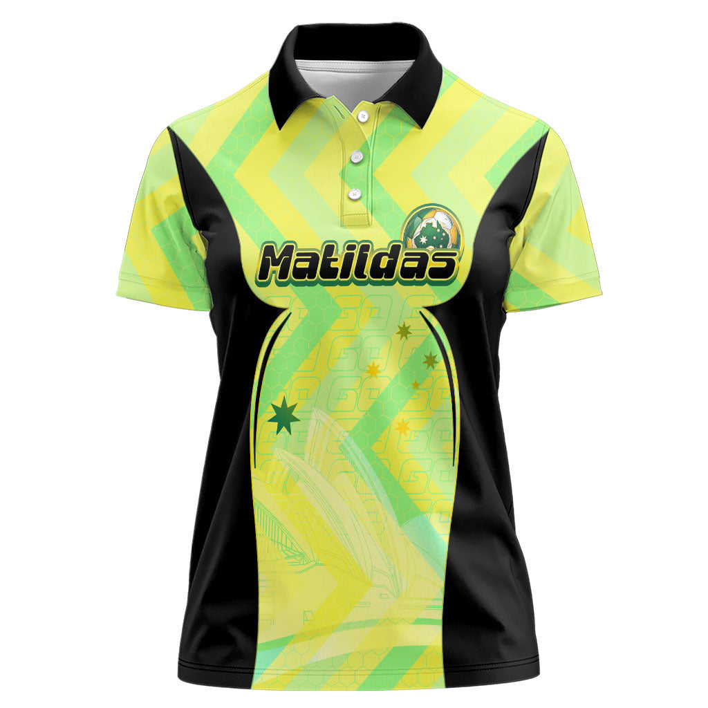 Personalised Matildas Women Polo Shirt Running Kangaroo Soccer Player Chevron Lines