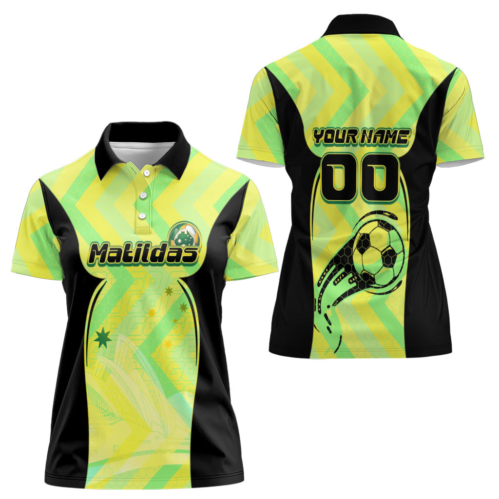 Personalised Matildas Women Polo Shirt Running Kangaroo Soccer Player Chevron Lines