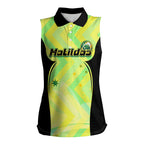 Personalised Matildas Women Sleeveless Polo Shirt Running Kangaroo Soccer Player Chevron Lines