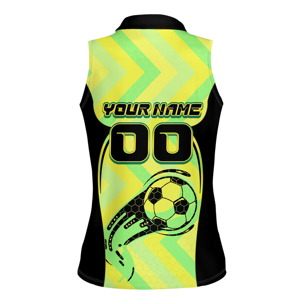 Personalised Matildas Women Sleeveless Polo Shirt Running Kangaroo Soccer Player Chevron Lines