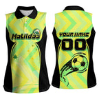Personalised Matildas Women Sleeveless Polo Shirt Running Kangaroo Soccer Player Chevron Lines