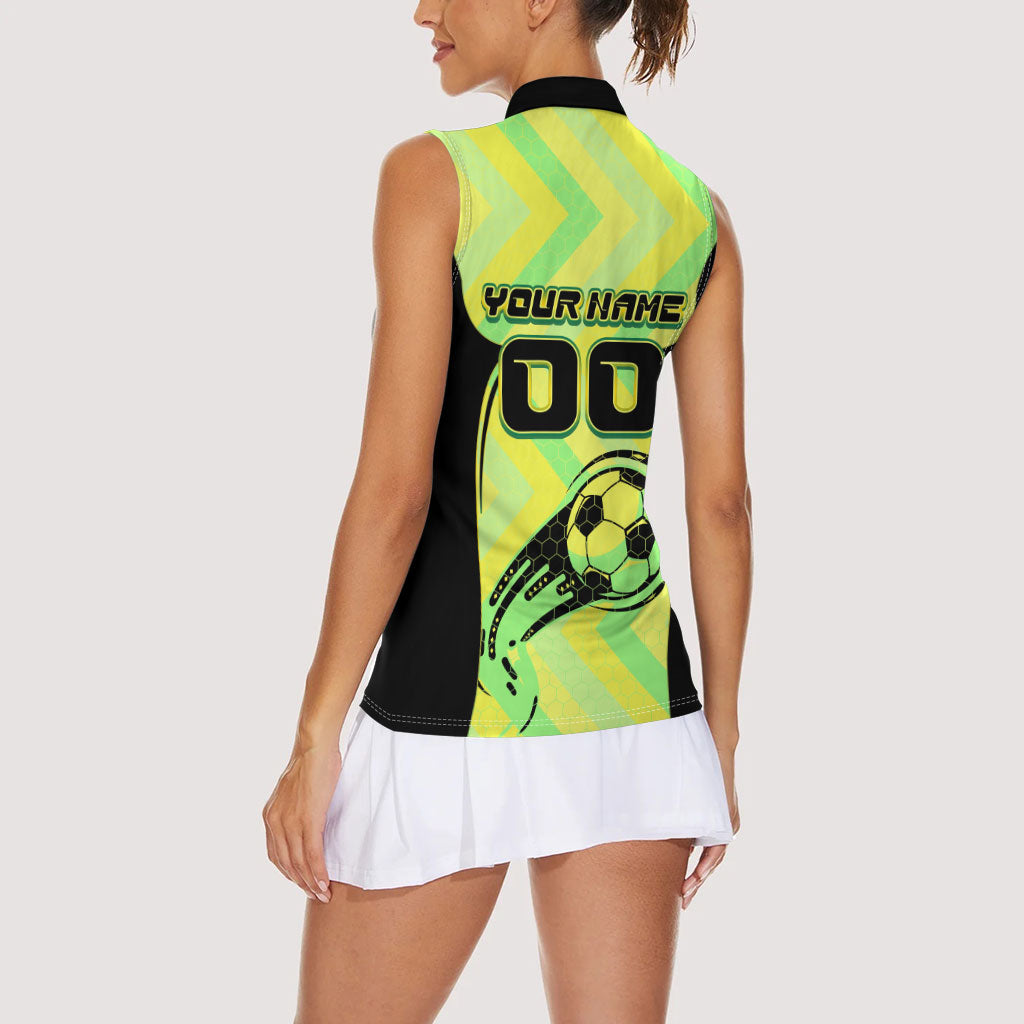 Personalised Matildas Women Sleeveless Polo Shirt Running Kangaroo Soccer Player Chevron Lines