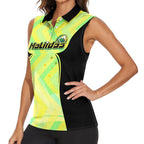Personalised Matildas Women Sleeveless Polo Shirt Running Kangaroo Soccer Player Chevron Lines