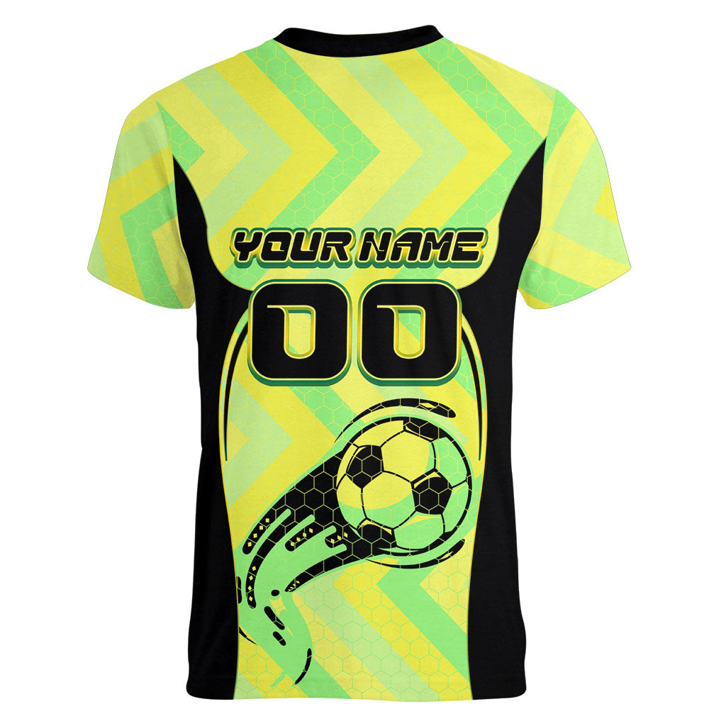 Personalised Matildas Women V-Neck T-Shirt Running Kangaroo Soccer Player Chevron Lines
