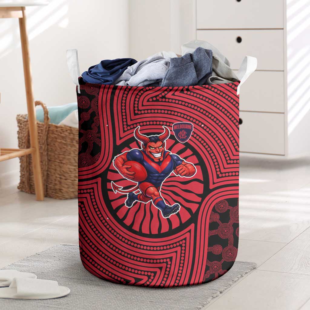Melbourne Football Club Laundry Basket Indigenous Monochrome Dot Art Mascot Style