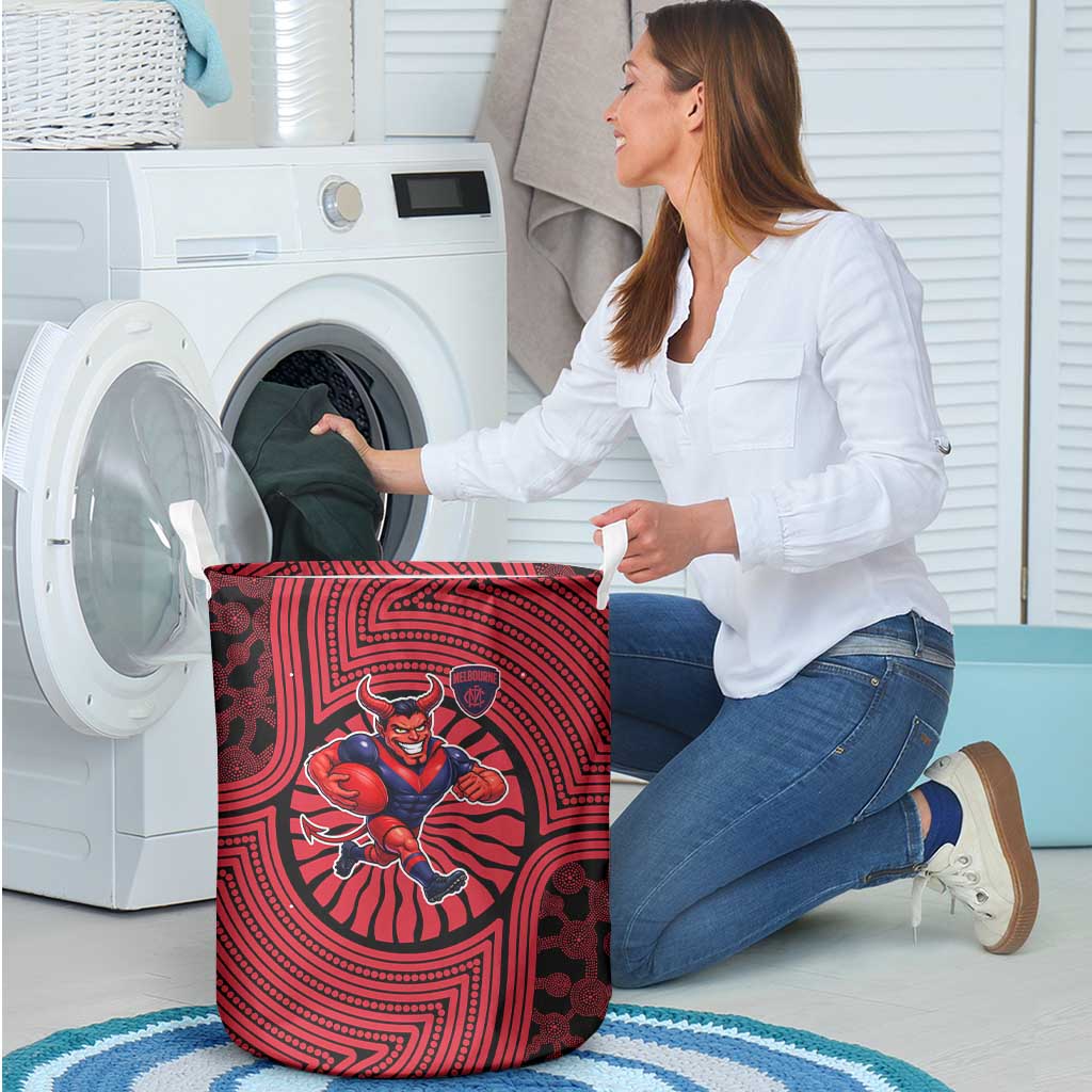 Melbourne Football Club Laundry Basket Indigenous Monochrome Dot Art Mascot Style