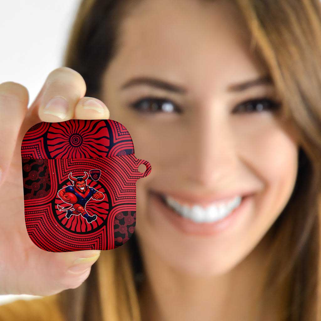 Melbourne Football Club AirPods Case Indigenous Monochrome Dot Art Mascot Style