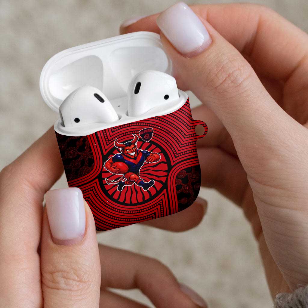 Melbourne Football Club AirPods Case Indigenous Monochrome Dot Art Mascot Style