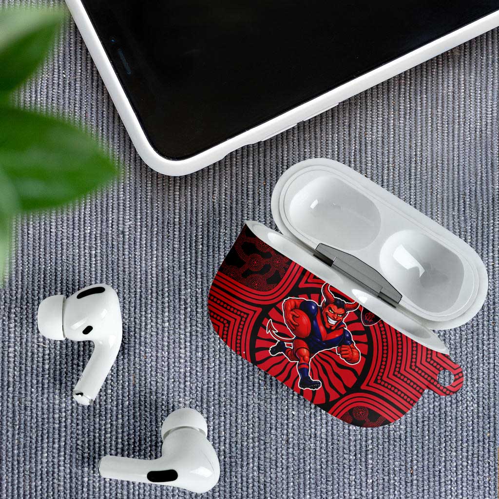Melbourne Football Club AirPods Case Indigenous Monochrome Dot Art Mascot Style