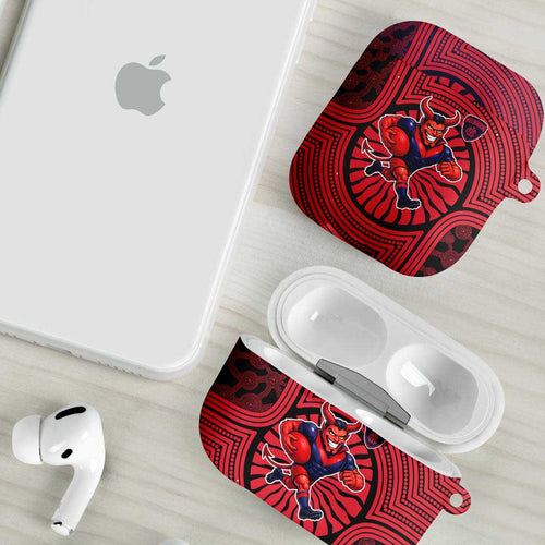 Melbourne Football Club AirPods Case Indigenous Monochrome Dot Art Mascot Style