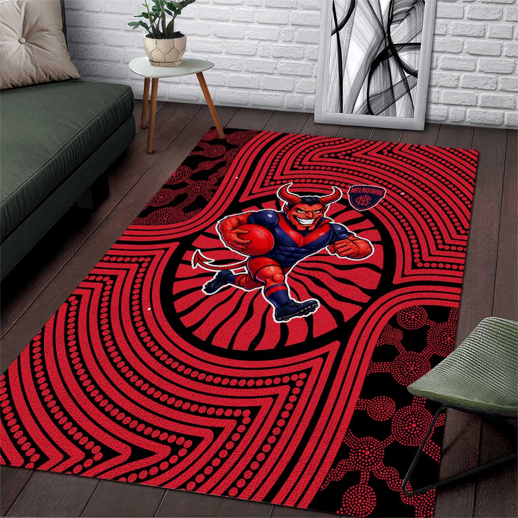 Melbourne Football Club Area Rug Indigenous Monochrome Dot Art Mascot Style