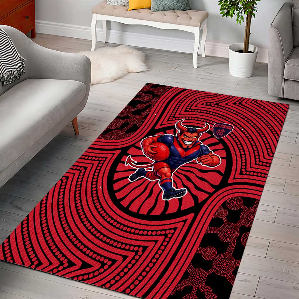 Melbourne Football Club Area Rug Indigenous Monochrome Dot Art Mascot Style