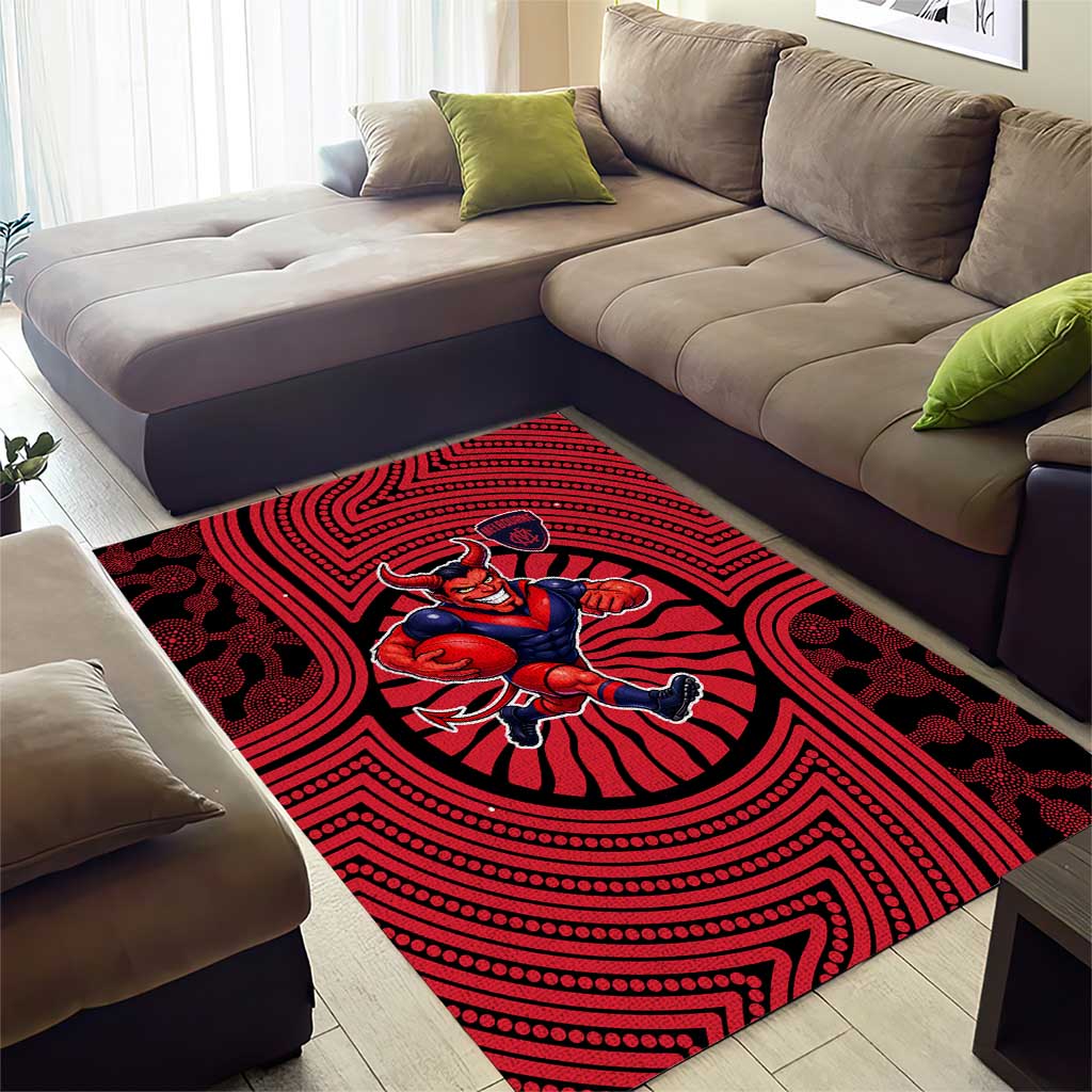 Melbourne Football Club Area Rug Indigenous Monochrome Dot Art Mascot Style