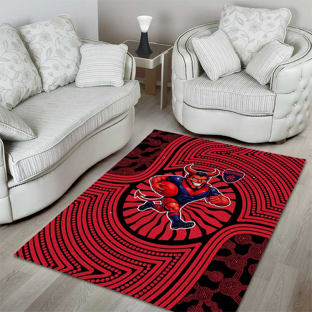 Melbourne Football Club Area Rug Indigenous Monochrome Dot Art Mascot Style