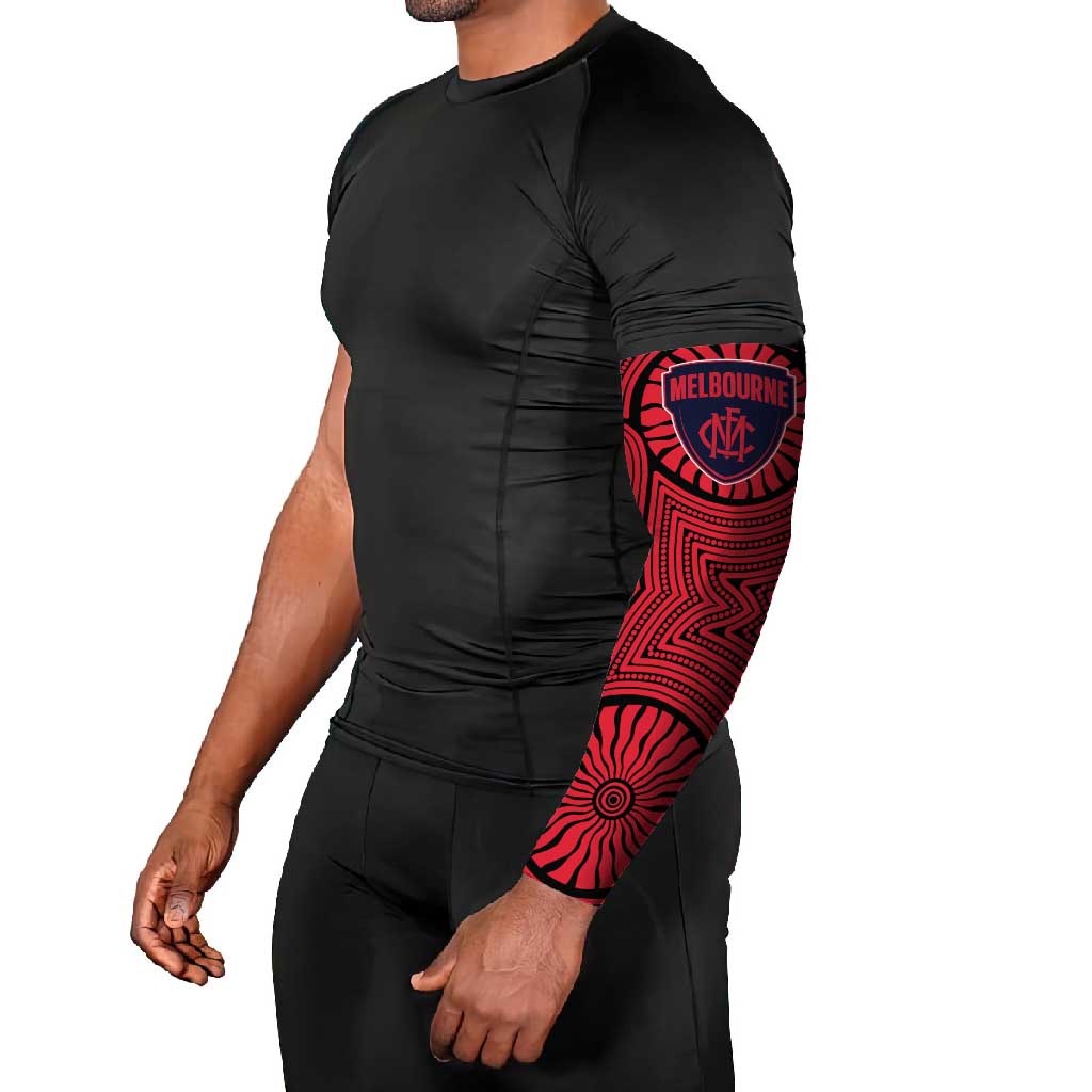 Melbourne Football Club Arm Sleeves Indigenous Monochrome Dot Art Mascot Style