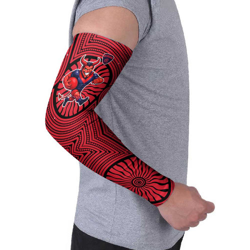 Melbourne Football Club Arm Sleeves Indigenous Monochrome Dot Art Mascot Style