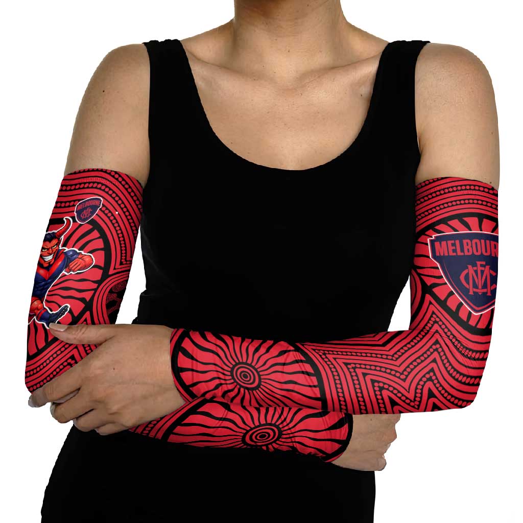 Melbourne Football Club Arm Sleeves Indigenous Monochrome Dot Art Mascot Style