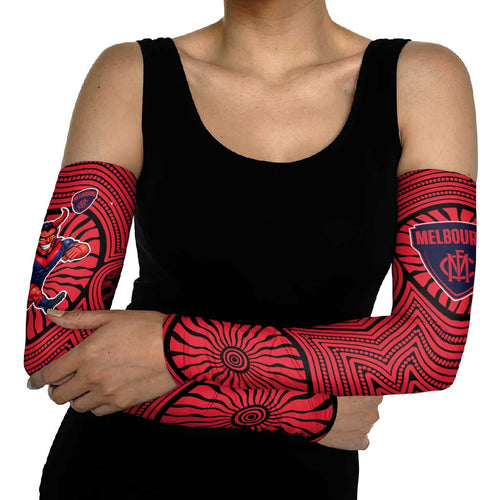 Melbourne Football Club Arm Sleeves Indigenous Monochrome Dot Art Mascot Style