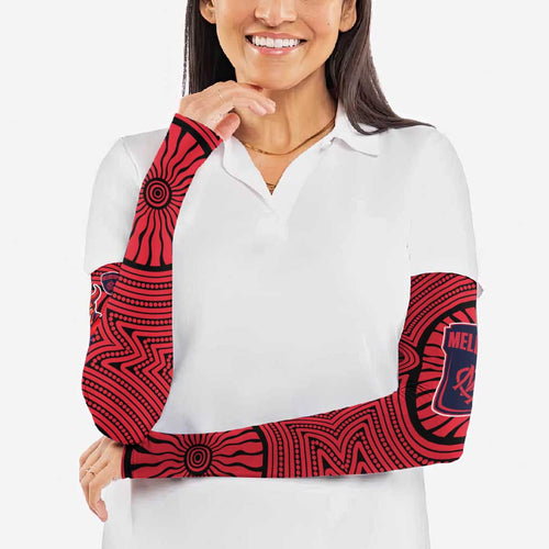 Melbourne Football Club Arm Sleeves Indigenous Monochrome Dot Art Mascot Style