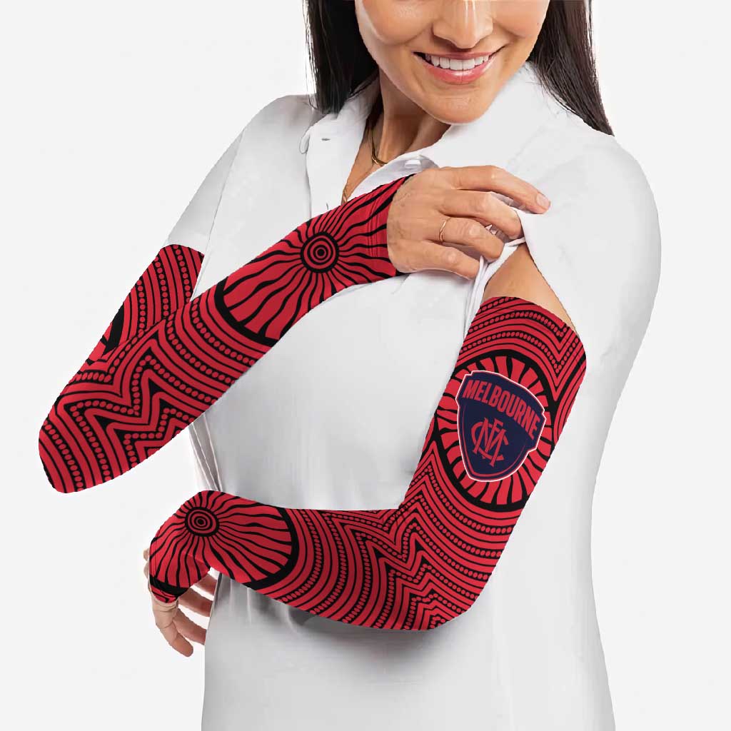 Melbourne Football Club Arm Sleeves Indigenous Monochrome Dot Art Mascot Style