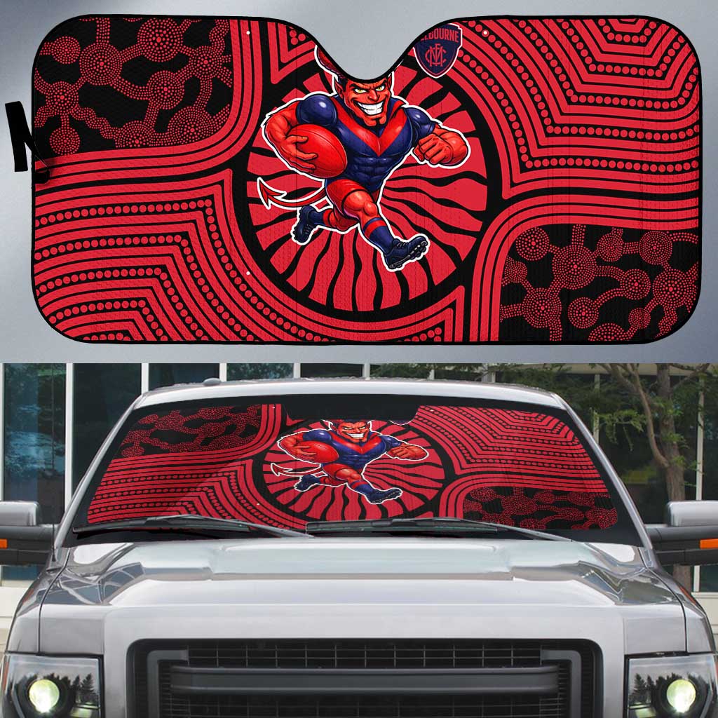 Melbourne Football Club Auto Sun Shade Indigenous Monochrome Dot Art Mascot Style