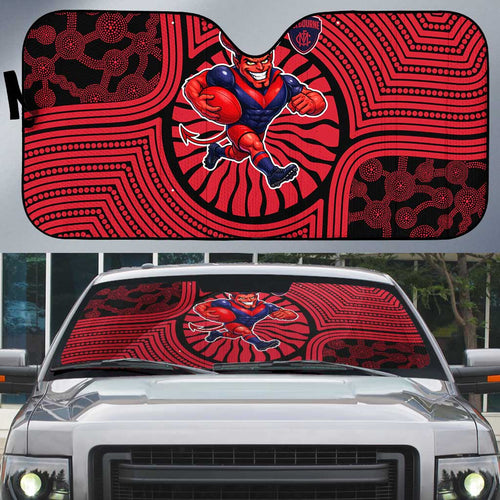 Melbourne Football Club Auto Sun Shade Indigenous Monochrome Dot Art Mascot Style