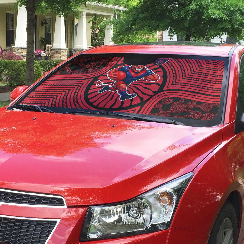 Melbourne Football Club Auto Sun Shade Indigenous Monochrome Dot Art Mascot Style